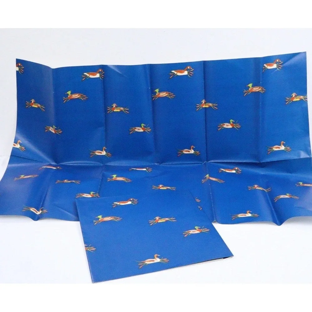 VTG Mallard Duck Blue All Occassion Uncut Gift Wrap Wrapping Paper NOS